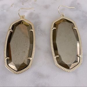 Kendra Scott custom Danielle earrings. Faceted pyrite stones set in gold frames